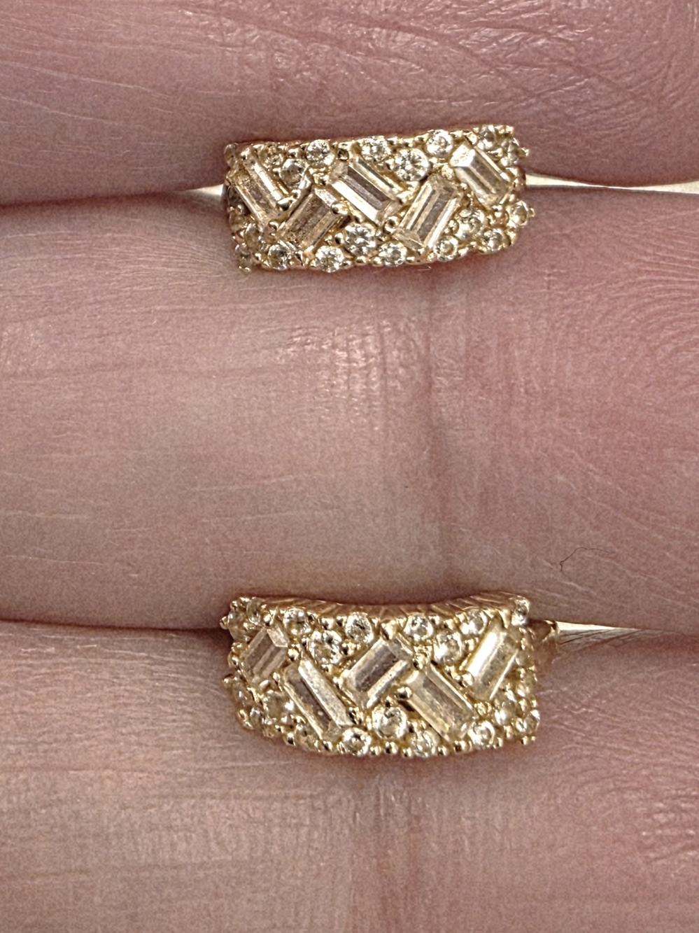 Baguette Cluster Huggie Earrings